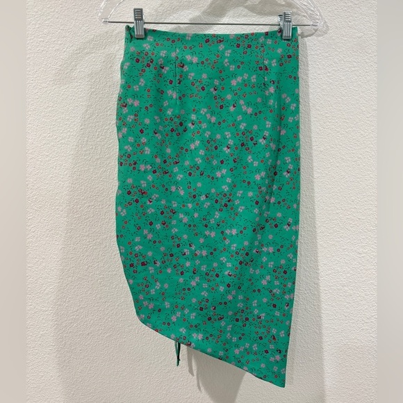 Lovers + Friends Parakeet Green Daisy Ditzy Floral Cam Ruched Midi Skirt Size XS - Picture 8 of 13